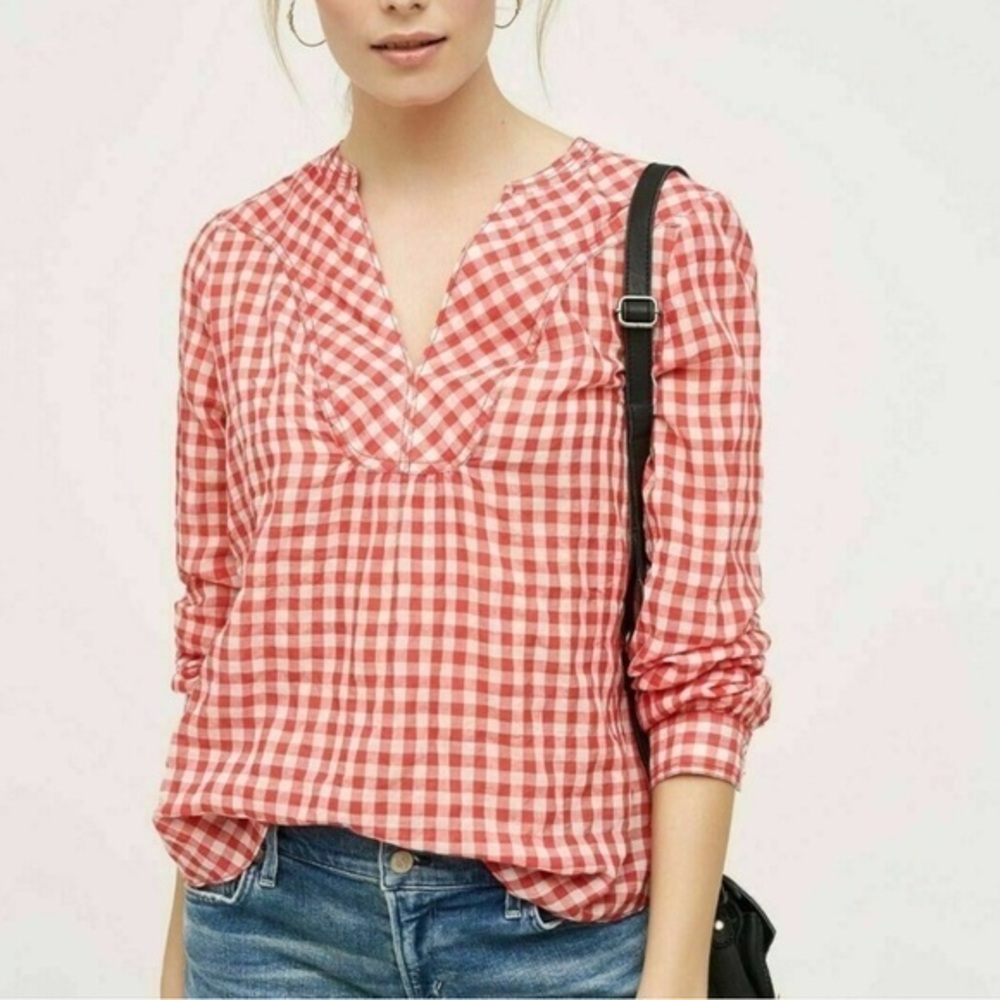 Holding Horses Red and White Checkered Top